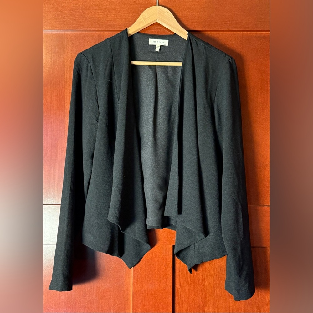 Monteau Black Draped Front Blazer Size XL